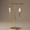 pendientes elegantes acero quirurgico baño oro pvd