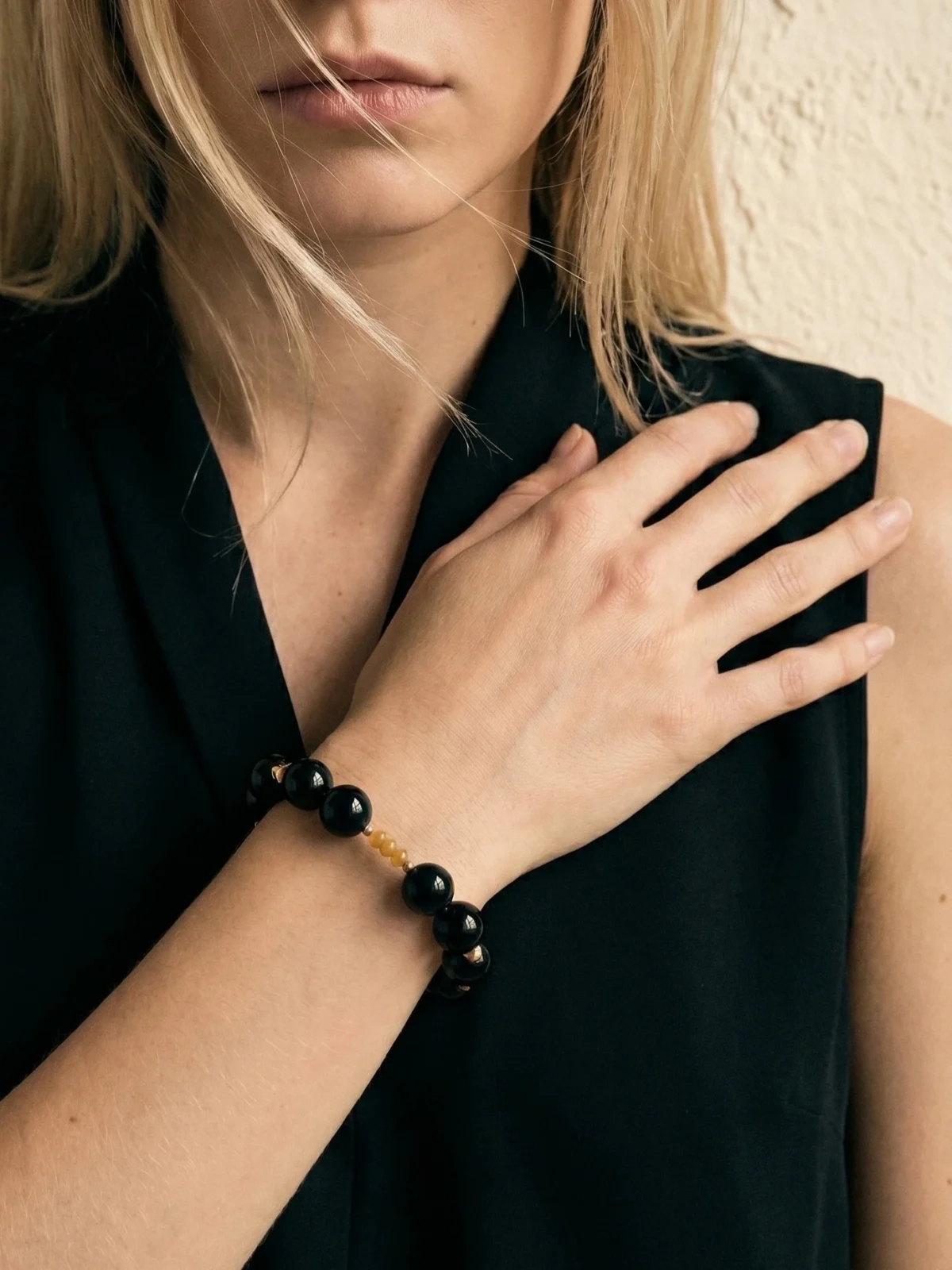 pulsera artesanal mujer onix y agata